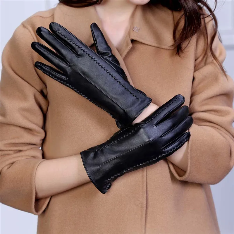 Fashion Women Lady Winter Warm Leather Driving Soft Lining Gloves Mitten Hand Gloves guantes eldiven handschoenen 40FE1803