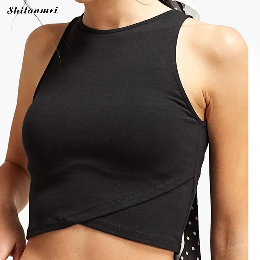 Summer Slim Render Short Top Women Sleeveless Round Neck Tank Tops 