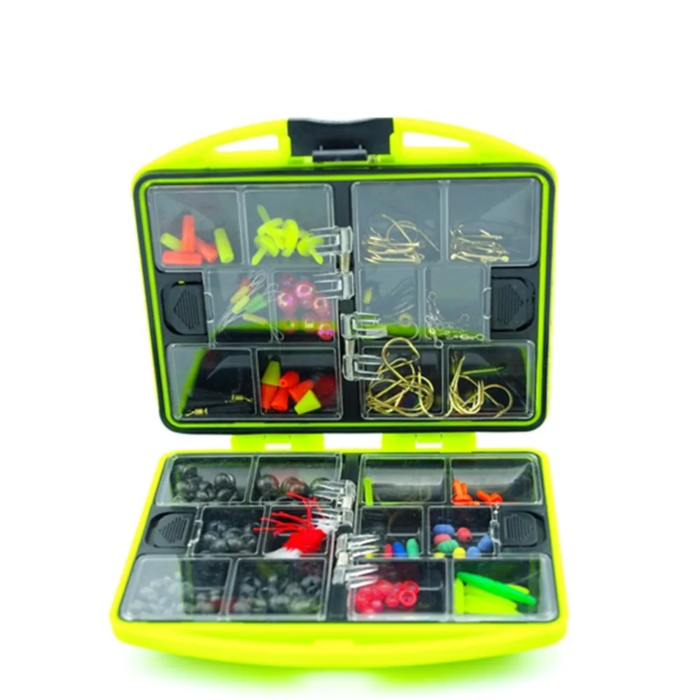 202pcs Fishing Accessories Kit Soft Lures Jig Hooks Bobbers Gear with Tackle Box 