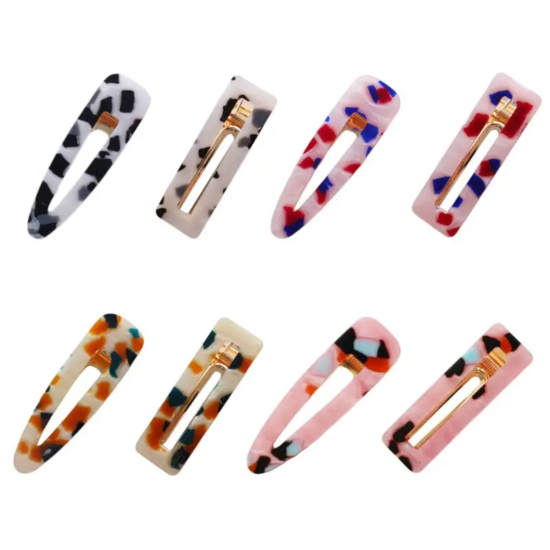 

Korean Retro Women Metal Alloy Side Bangs Duckbill Hair Clip Colorful Leopard Acetate Water Drop Hairpins DIY Styling Barrettes