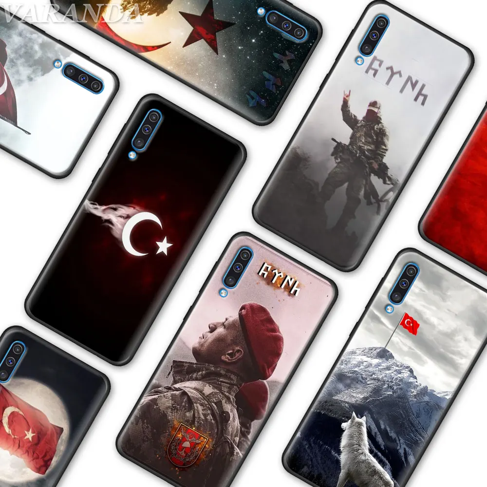 

Black Soft Case for Samsung Galaxy A50 A60 A70 A30 A40 A20e A80 A6 A7 A8 A9 2018 Cover Turkey Flag Soldier Silicone Cases