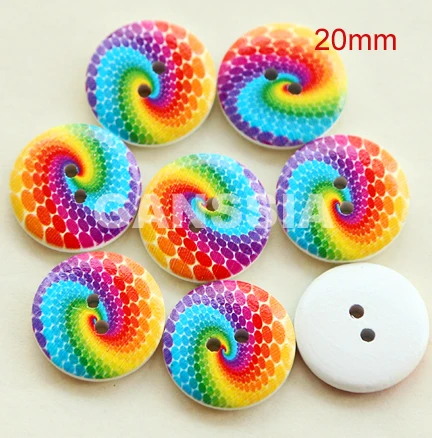 

30pcs/lot Stylish rainbow color 20mmpainted wooden button for DIY scrapbooking Garment embellishment buttons Sewing (ss-1042)
