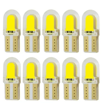 

10Pcs T10 W5W Silicone Shell COB LED Car Parking Light WY5W Silica Gel LED Wedge Interior Dome Reading Lamp Auto Turn Side Bulb