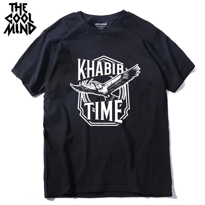 COOLMIND 100% coton à manches courtes khabib temps hommes T shirt décontracté été hommes t-shirt mâle Khabib Nurmagomedov t-shirt t-shirts