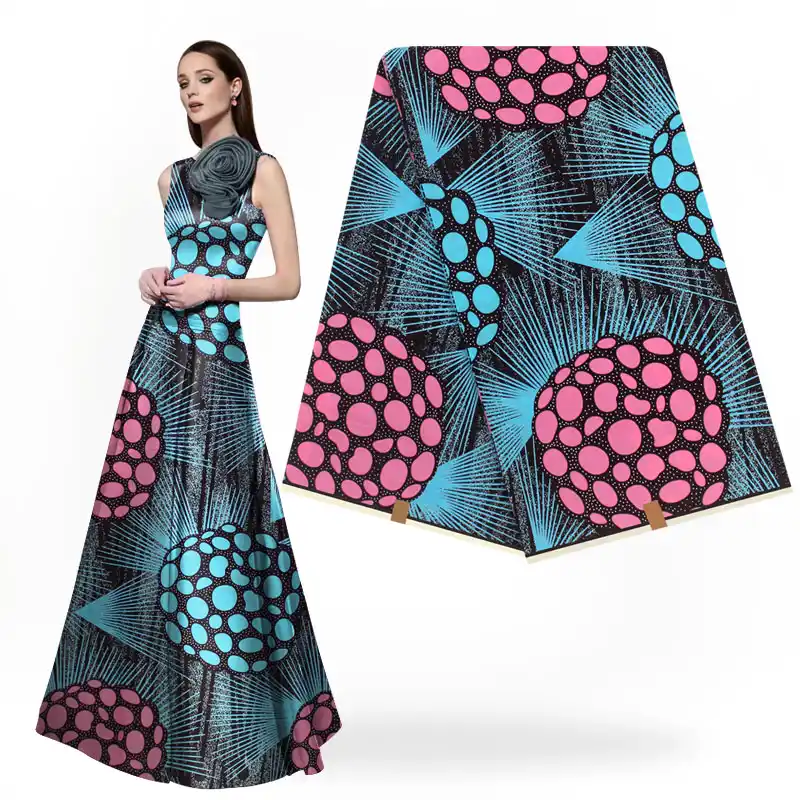 African Real Wax Floral Fabric Cotton Womens Wedding Dress Clothing Sewing DIY