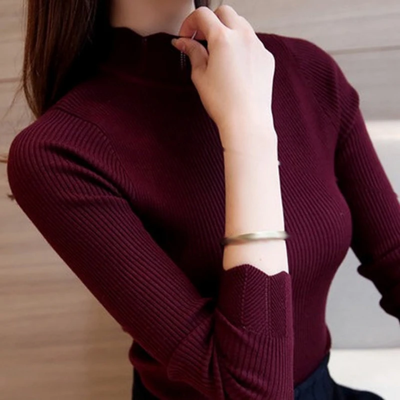 

Knitted Sweater Turtleneck Women Winter Autumn 2018 Long Sleeve Female Slim Thin Ladies Tops Women's Pullovers Pull Femme Hiver