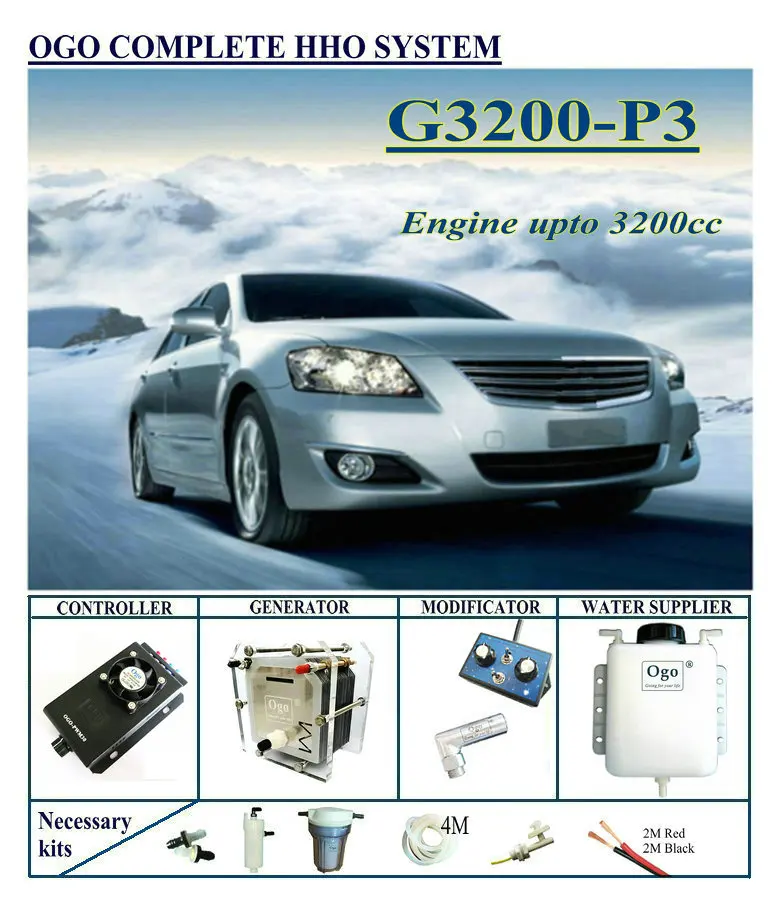 OGO Complete HHO system G3200-P3 Normal PWM Controller upto Engine 3200CC Universal Cars