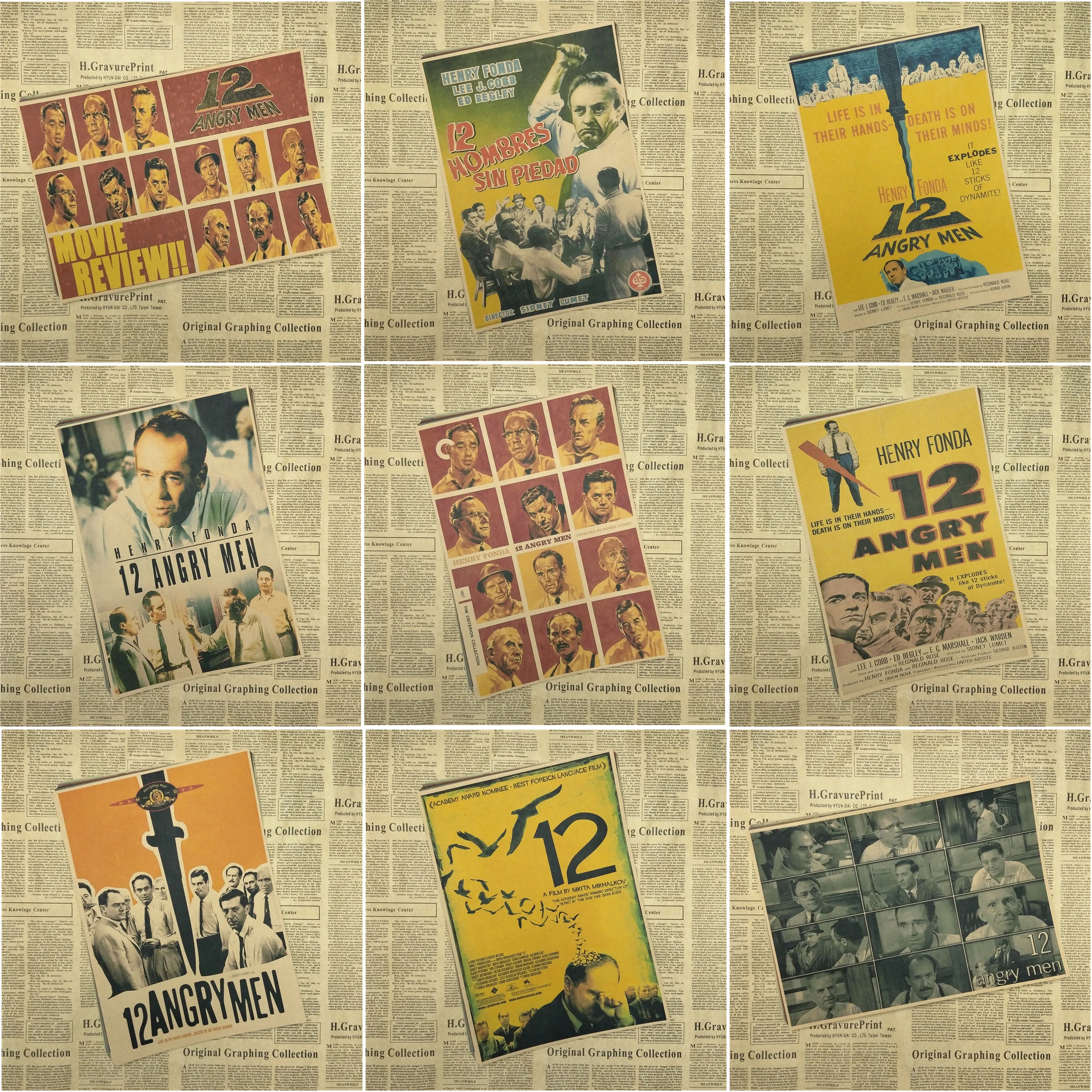 

twelve Angry Men Classic core Movie Kraft Paper Vintage Poster Bar Cafe Living Room Dining room 30x21cm