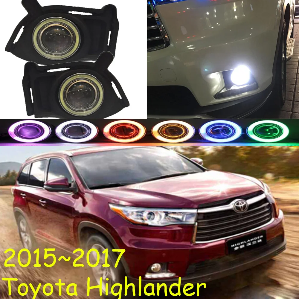 

car bumper kluger headlight for Toyota highlander fog projector lens light 2015~2017y car accessories CCFL highlander headlamp