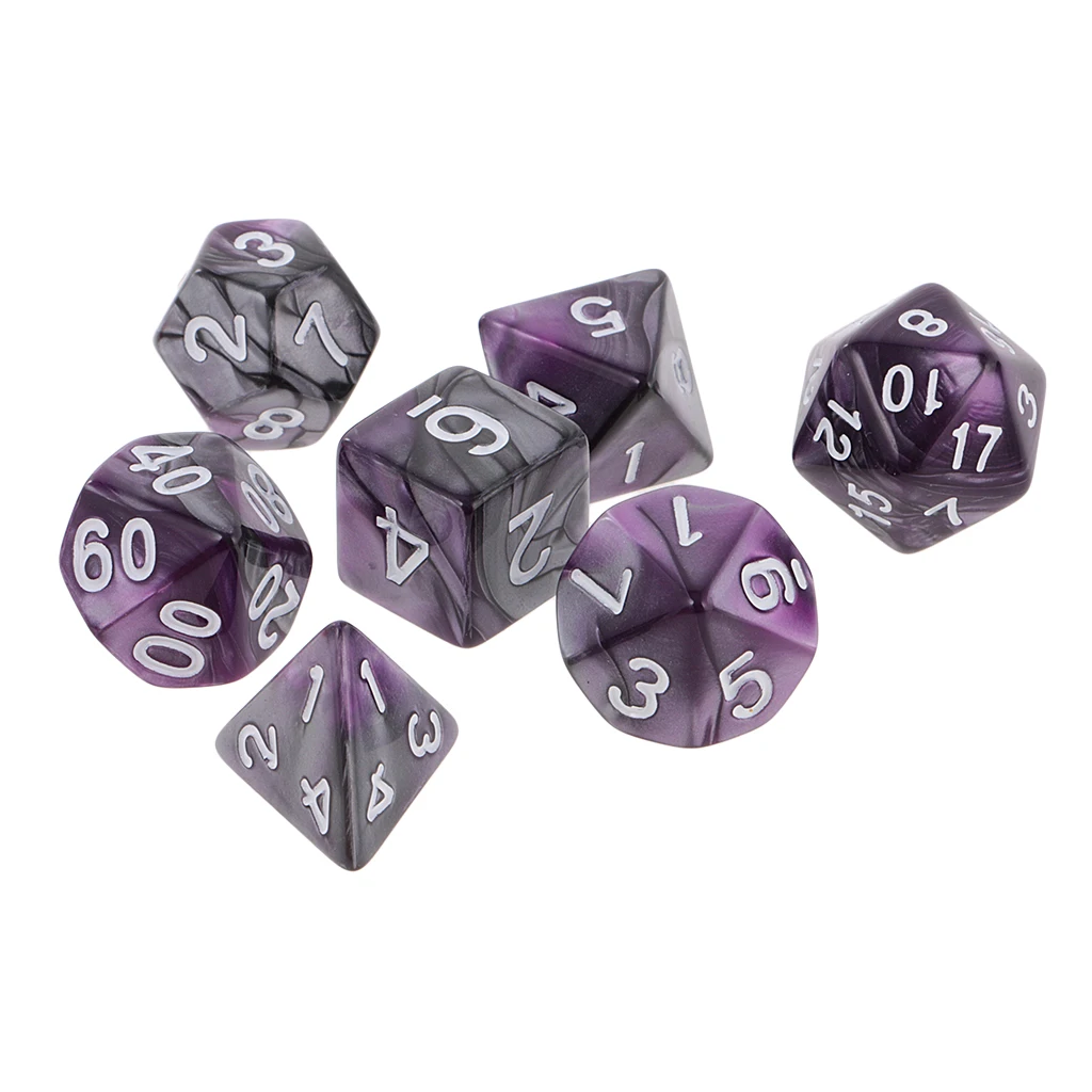 New 7PCS Two Colors Polyhedral Dice 16mm for Dungeons and Dragons Table Games Party Colorful Accessories for Board Game