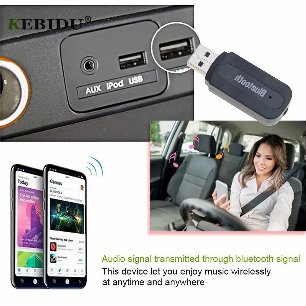 Kebidu Bluetooth приемник A2DP ключ стерео музыка аудио беспроводной usb адаптер для