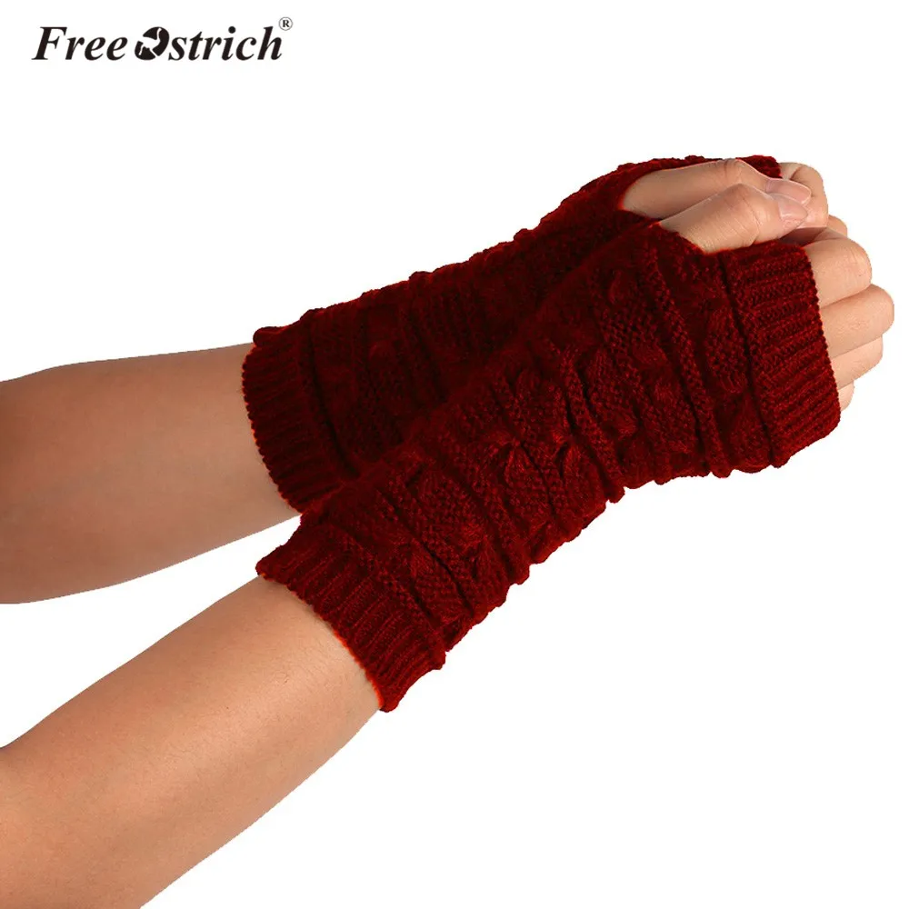 Перчатки Free Ostrich Для женщин вязаная рукавица практичный муфта для рук Твист пальцев мягкий Повседневное перчатки зима-осень дропшиппинг CJ15