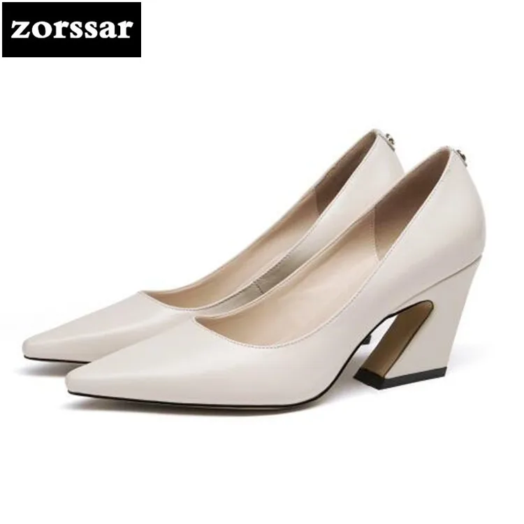 {Zorssar} 2018 New arrival Genuine Leather fashion womens Career shoes pointed toe Wedges pumps shoes ladies Shallow High heels {Zorssar} 2018 New arrival Genuine Leather fashion womens Career shoes pointed toe Wedges pumps shoes ladies Shallow High heels