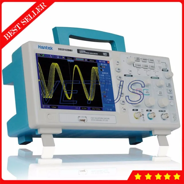 Cheap 100MHz Oscillograph Hantek DSO5102BMV 2 Channel digital storage oscilloscope with Built-in Video Help 2GB flash memory card