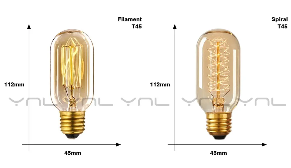 2 шт YNL Edison ЛАМПЫ E27 220 V 40 W T10 ST64 A19 T45 G80 G95 G125 нити накала лампы освещения ретро Эдисон лампочка