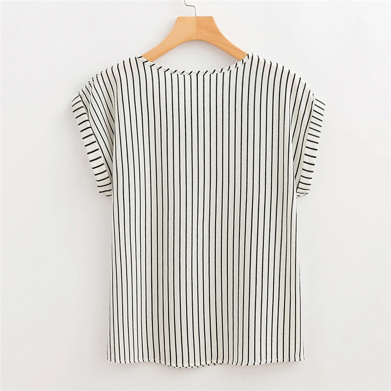 DHIHKK Summer Women White Striped Chiffon Blouses Shirts 2018 New Fashion Short Sleeve O-neck Blouse Women Tops Tee Blusas DHIHKK Summer Women White Striped Chiffon Blouses Shirts 2018 New Fashion Short Sleeve O-neck Blouse Women Tops Tee Blusas