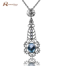 Модные VHF/UHF кристаллы кварца Небесно создан подвеска(кулон) цвета морской волны ожерелье с натуральным жемчугом Выдалбливают 925 стерлингового серебра кулон для женщин