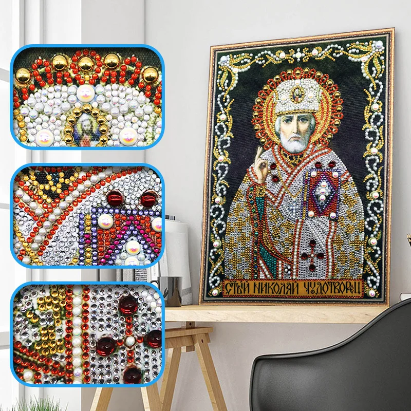 RUBOS DIY Diamond Painting Icons Theotokos Jerusalem Religion Diamond Embroidery 5D Big Bead Pearls Glass Mosaic 3D Crystal Sale (31)