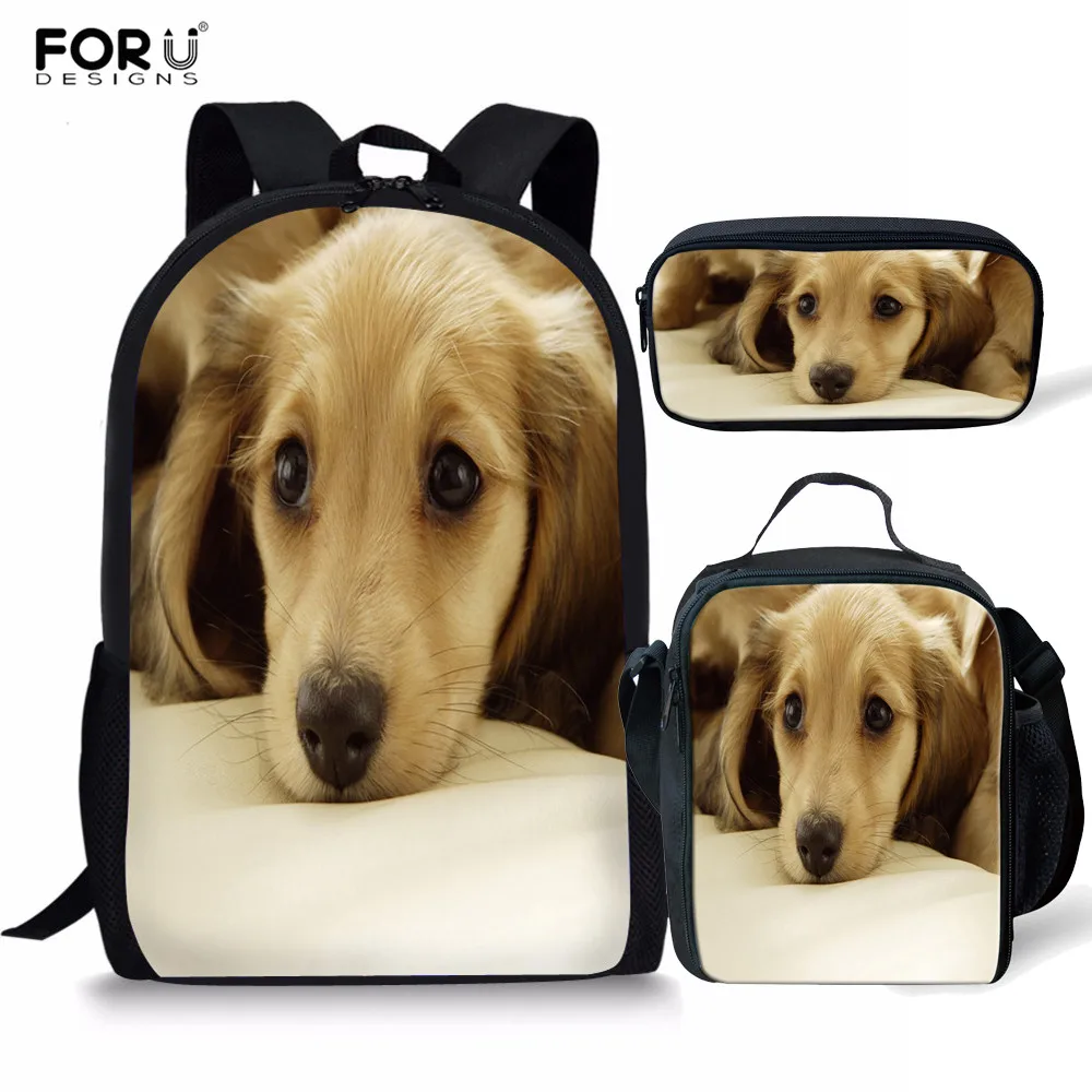 FORUDESIGNS 3pcs/set Companion Dog Pattern School Bags for Girls Orthopedic Schoolbag Primary Children Bookbag Pencil Case Child | Багаж и