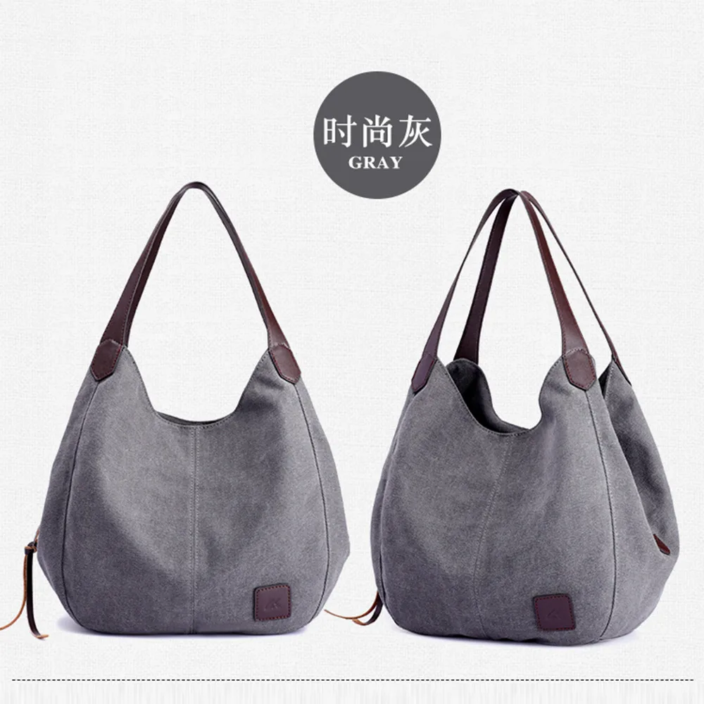 

High Quality Fashion canvas bag tote women handbags shoulder bag Casual Multi-pocket Cotton Hobos Purse Female Daily Travel Bags