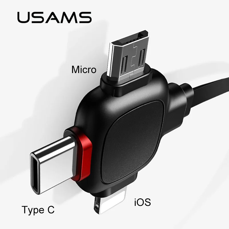 

USAMS 3 in 1 Type C USB Cable for iPhone cable Micro USB Storage Cable 2 in 1 data sync Charging cable for Samsung S8 S9 Xiaomi
