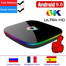Q Plus Smart tv Box 6 K Android 9,0 tv Box 4 ГБ ОЗУ 32 ГБ/64 Гб ПЗУ четырехъядерный H.265 USB3.0 2,4G Wi-Fi передатчик для интернет-телевидения телеприставка PK X96 X88 MAX