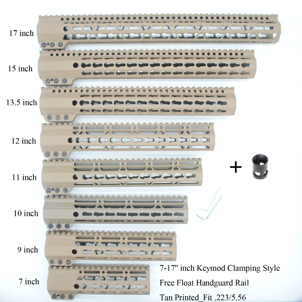 TriRock 7/9/10/11/12/13,5/15/17 ''дюйма зажима Стиль Keymod направляющая для ствольной накладки с креплением для крепления Системы Fit. 223/5. 56_Tan печатных