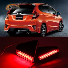 OKEEN 2x красный Светодиодный отражатель заднего бампера тормозной светильник для Honda JAZZ FIT противотуманный светильник водонепроницаемый DRL приводной светильник s
