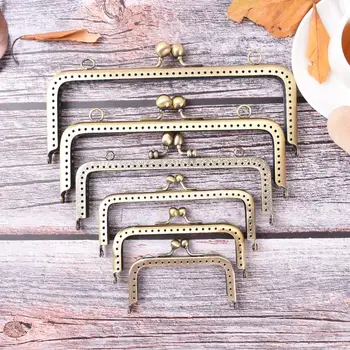 

6 Sizes Purse Frame Hanger Embossing Rectangle Bronze Metal Kiss Clasp Purses Handle Accessories Handbag Handmade Diy Bag Parts