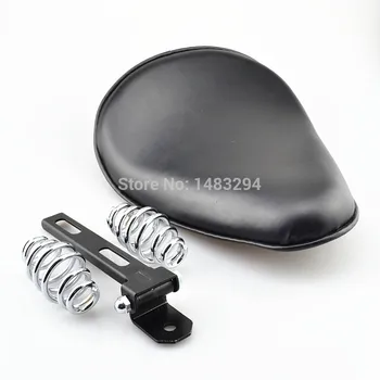 

3" Chrome Spring Leather Solo Seat Fits For Harley Davidson Sportster Softail Chopper Bobber Custom