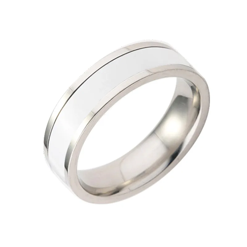 Черные и белые кольца из керамической титановой стали для влюбленных/унисекс простые перстни для женщин/мужчин оптом - Цвет основного камня: White-Silver