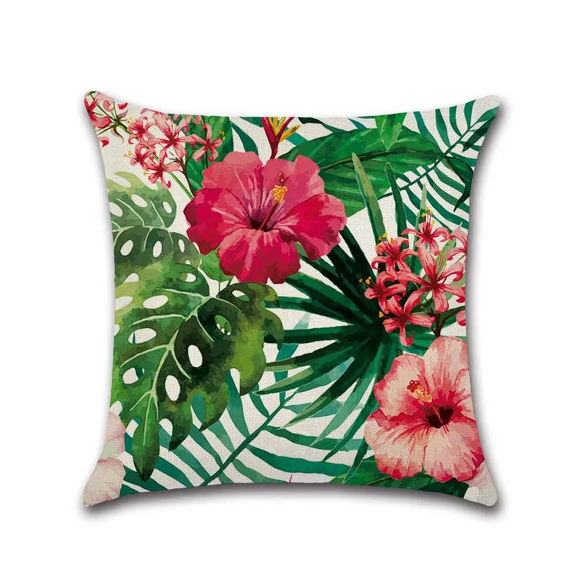 Декоративный чехол для подушки с изображением тропических растений, фламинго, хлопок, лен, чехол для подушки, цветы, наволочка, kussensloop almohada