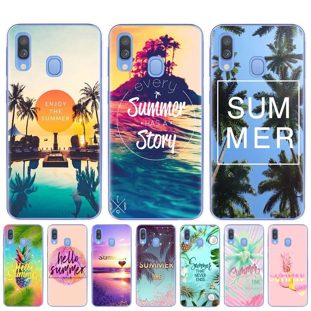 Чехлы с летними пейзажами для Samsung Galaxy A7 A9 A6 A8 Plus 2018 A10 A20 A30 A40 A50 A70 мягкий