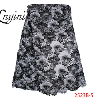 

White/Balck Dress For Woman Nigerian Lace Fabrics African Cord Lace Fabric 2019 High Quality Guipure Lace Mesh Material L2523B-2