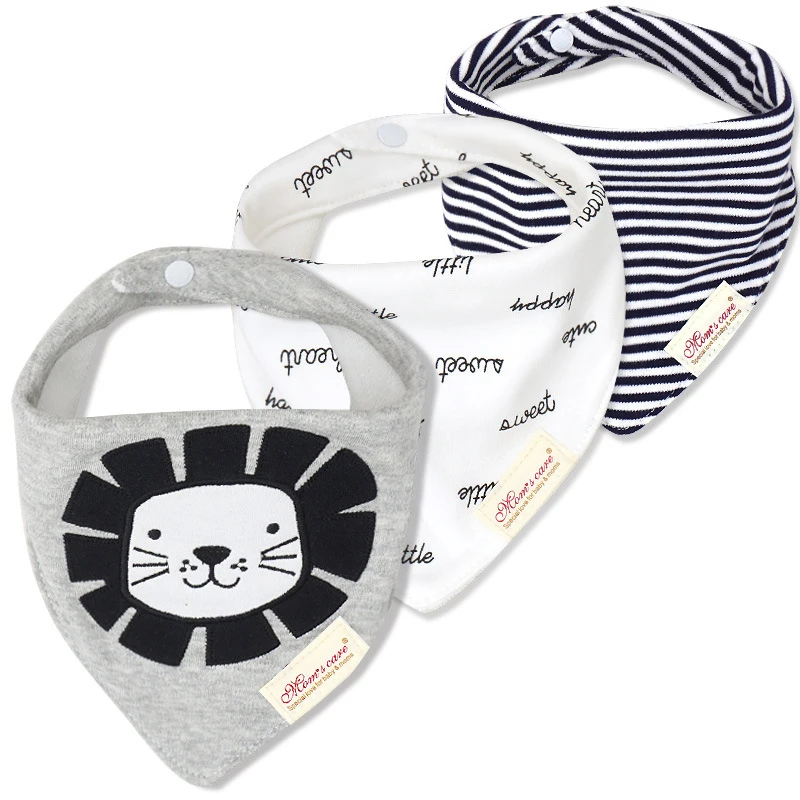 3Pcs/lot Fashion Baby Bibs Set Burp Cloths Waterproof Kids Girls Boys Cotton Triangle Toddle Feeding Accessories Soft Baby Stuff