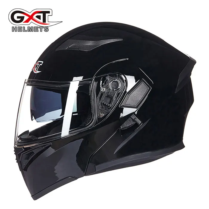 Откидной мотоциклетный шлем, двойная линза, полнолицевой шлем, шлем Casco Racing Capacete с внутренним солнцезащитным козырьком, можно положить bluetooth-гарнитуру 902 - Цвет: bright black