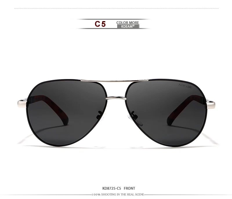 KDEAM лягушка, зеркальные мужские поляризованные солнцезащитные очки с УФ-защитой, модные высококачественные брендовые дизайнерские крутые очки для вождения, пилот KD8725
