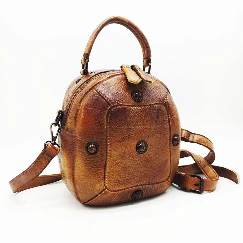 

2018 new hand-painted female bag top layer leather portable Messenger bag retro turtle back leather bag