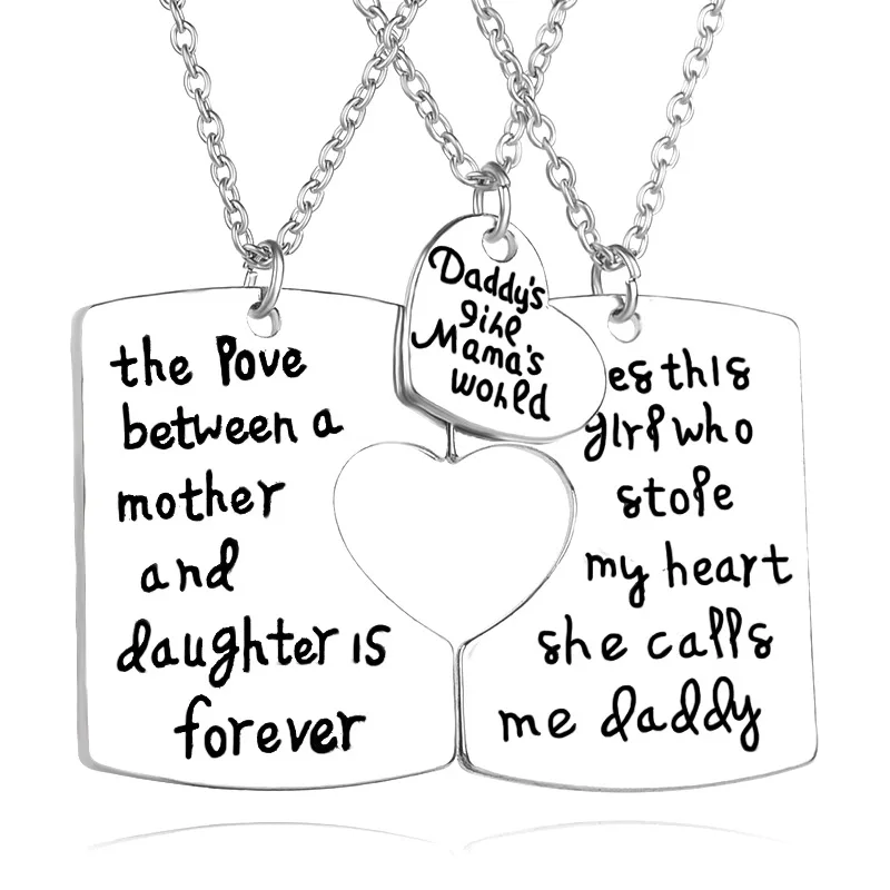 fashion family member name necklace chokers charm 3 parts puzzle three letter girl names