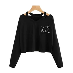 Extraterrestre Crop Top Sudadera con capucha de manga larga de las mujeres sudaderas abrigo de otoño invierno Streetwear negro amarillo lindo sudaderas con capucha Jersey L1 Extraterrestre Crop Top Sudadera con capucha de manga larga de las mujeres sudaderas abrigo de otoño invierno Streetwear negro amarillo lindo sudaderas con capucha Jersey L1