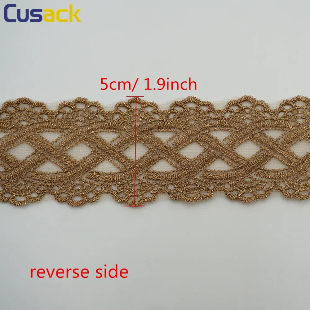 Кружевная лента Cusack 2 ярда 5 см кофейная золотая линия аксессуары для волос сделай