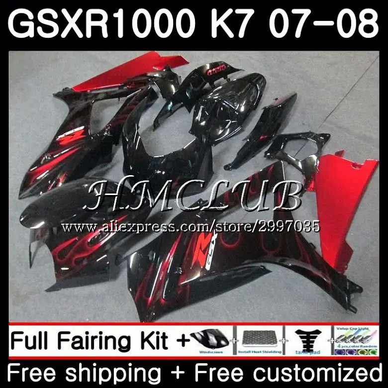 

Body For SUZUKI GSX-R1000 GSXR-1000 K7 GSXR 1000 2007 2008 34HC.0 GSXR1000 07 08 Bodywork GSX R1000 07 08 Fairing Hot Red flames