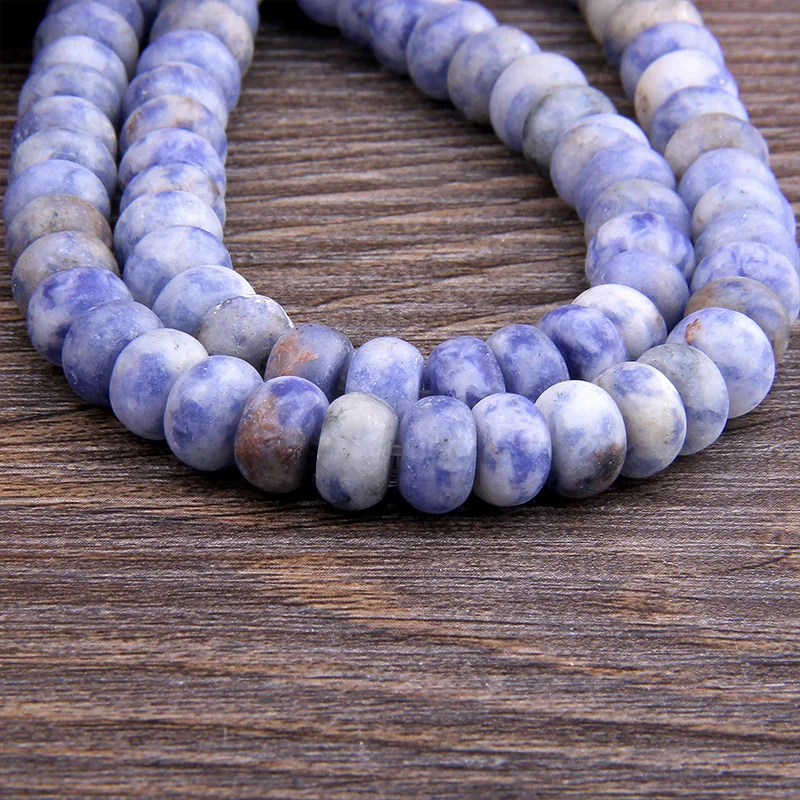 

Natural Blue Sodalite Stone beads Matte Loose Spacer Rondelle flat stone Beads For Jewelry Making Bracelet 4*6/5*8MM DIY gifts