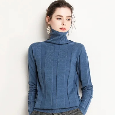 GABERLY кашемировый мягкий свитер с высоким воротом и пуловеры для женщин, теплый осенне-зимний пушистый джемпер, женские брендовые джемпер - Цвет: Синий