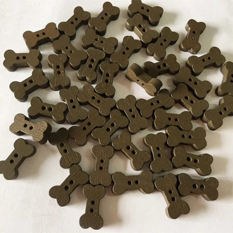 

50pcs/bag Bone Shape Wooden Buttons Clothing Decorative 2-Holes Wood Buttons For Arts Crafts Decorations Sewings & Collections