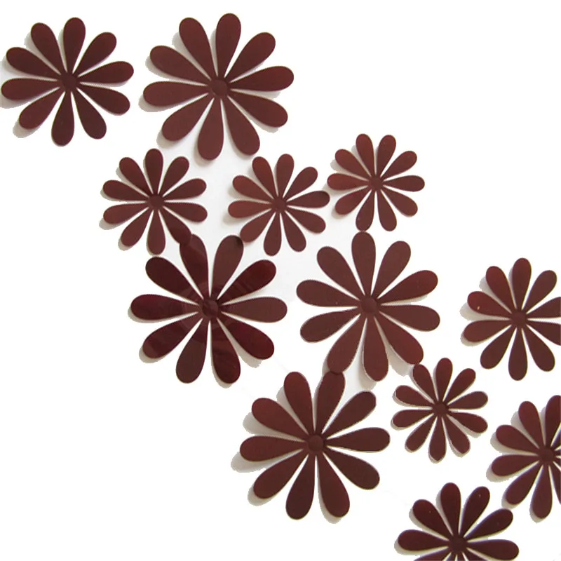 12Pcs PVC 3D DIY Flower Wall Stickers Wall Decor Stickers Poster for