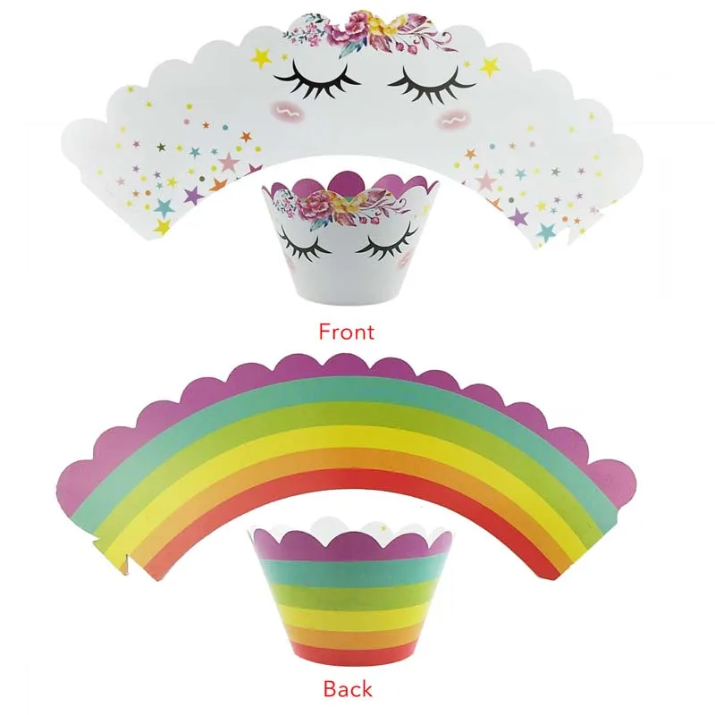 24 шт. Радуга Единорог кекс топперы С Днем Рождения Торт украшения Единорог вечерние принадлежности детский душ кекс обертки