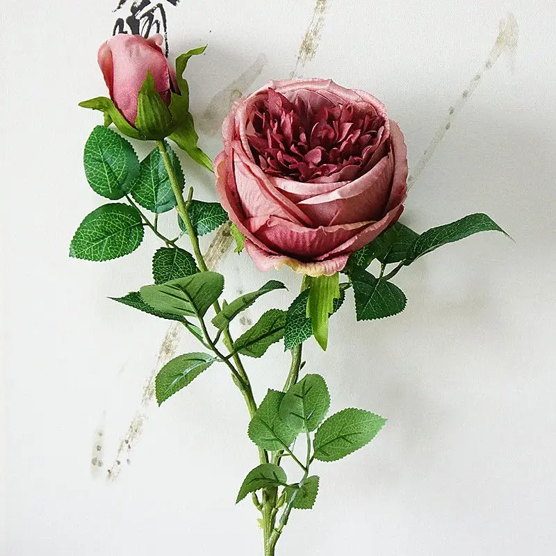 Highly recommend 2Heads Artificial rose branch Simulation peony flowers flores for autumn home hotel wedding decoration rose