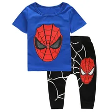Модная Летняя Детская футболка с человеком-пауком для мальчиков и укороченные штаны комплект из двух предметов, ценный комплект, Детский комплект с человеком-пауком для мальчиков