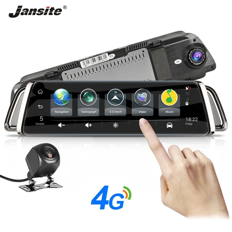 

Jansite 10" Touch Screen 4G WIFI Smart Car DVR Android Stream Media View Mirror Dual Lens Image GPS Navigation ADAS Dash Cam